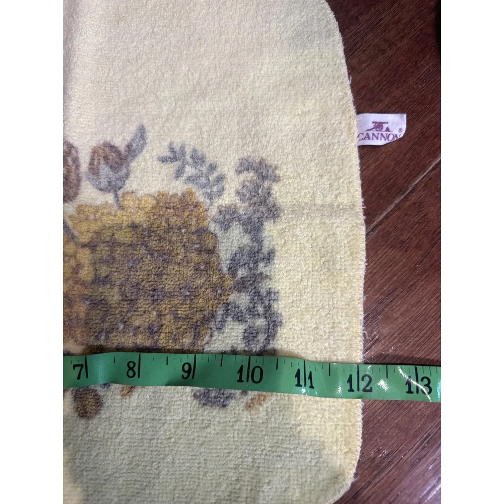 Vintage‎ Yellow Floral Bath Towel Retro Bathroom Decor Fringe
